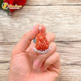  Dây chuyền mặt hồ ly chúa 9 đuôi nhọn ngọc huyết jade hợp mệnh thổ hỏa bọc hạt thóc bạc S925 
