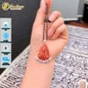 Dây chuyền mặt hồ ly chúa 9 đuôi nhọn ngọc huyết jade hợp mệnh thổ hỏa bọc hạt thóc bạc S925