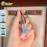  Dây chuyền mặt hồ ly chúa ôm hoa đá aquamarine hợp mệnh thủy mộc, trợ duyên may mắn - Tuệ Lâm 