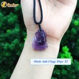  Dây chuyền mặt hồ ly chúa chín đuôi thủng đá thạch anh tím hợp mệnh hỏa thổ may mắn trợ duyên 