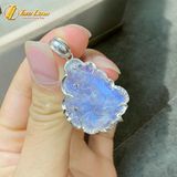  Dây chuyền mặt hồ ly chúa 9 đuôi thủng đá moonstone hợp mệnh kim thủy bọc viền AgS925 