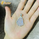  Dây chuyền mặt hồ ly chúa 9 đuôi thủng đá moonstone hợp mệnh kim thủy bọc viền AgS925 