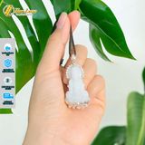  Dây chuyền phật quan âm bồ tát bạch ngọc bọc bạc S925 hợp mệnh mang lại bình an, may mắn 