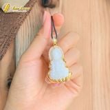  Dây chuyền mặt phật quan âm bồ tát đá bạch ngọc hợp mệnh bọc vàng 10k bình an may mắn 