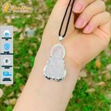  Dây chuyền mặt phật quan âm bồ tát đá thạch anh trắng hợp mệnh kim thủy bọc bạc S925 bình an may mắn 