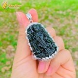  Dây chuyền mặt phật quan âm bồ tát nam hải ngọc bích hợp mệnh bọc bạc S925 bình an may mắn 