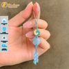 Dây treo ốp điện thoại bện handmade charm cát tường cỏ 4 lá đá Aquamarine may mắn bình an