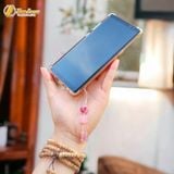  Dây treo ốp điện thoại bện handmade biểu tượng cát tường cỏ 4 lá đá thạch anh hồng may mắn bình an 