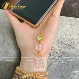  Dây Treo Ốp Điện Thoại Biểu Tượng Cát Tường Cỏ 4 Lá Đá Thạch Anh Trắng May Mắn Bình An Hạnh Phúc 