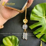  Dây Treo Ốp Điện Thoại Biểu Tượng Cát Tường Cỏ 4 Lá Đá Thạch Anh Trắng May Mắn Bình An Hạnh Phúc 