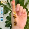 Dây treo ốp điện thoại bện handmade charm cát tường cỏ 4 lá Mắt Hổ Nâu Vàng may mắn bình an