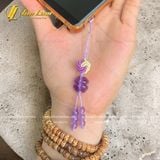  Dây Treo Ốp Điện Thoại Biểu Tượng Cát Tường Cỏ 4 Lá Đá Thạch Anh Tím May Mắn Bình An Hạnh Phúc 