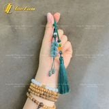  Dây Treo Túi Xách Phong Thủy Khấu Bình An (Điếu Tam Tài) Lam Ngọc May Mắn - Tài lộc - Hưng Thịnh 