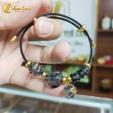  Vòng tay ngũ điếu mix hồ ly ôm hoa mix cỏ 4 lá treo túi thạch anh tóc đen hợp mệnh thủy mộc 