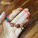  Vòng tay ngũ điếu mix hồ ly ôm hoa mix cỏ 4 lá treo túi tiền thạch anh tóc đỏ hợp mệnh hỏa thổ 
