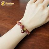  Vòng tay ngũ điếu mix hồ ly ôm hoa mix cỏ 4 lá treo túi tiền thạch anh tóc đỏ hợp mệnh hỏa thổ 