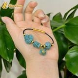  Vòng tay ngũ điếu mix hồ ly và cỏ 4 lá charm vàng treo túi tiền lam ngọc hợp mệnh chiêu tài hút lộc may mắn 