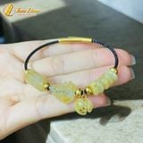  Vòng tay ngũ điếu mix lu thống mix hồ ly chúa treo túi tiền đá thạch anh tóc vàng hợp mệnh kim thổ 