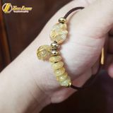  Vòng tay ngũ điếu mix hồ ly ôm hoa treo túi tiền thạch anh tóc vàng charm 10K hợp mệnh kim thổ 