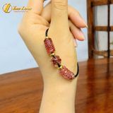  Vòng tay ngũ điếu mix lu thống mix cỏ 4 lá đá thạch anh tóc đỏ hợp mệnh hỏa thổ may mắn 