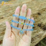  Chuỗi Vòng Tay Đá Aquamarine Cuốn Nhiều Vòng Treo Túi Tiền mix Lu Thống May Mắn - Tài Lộc - Hợp Mệnh 
