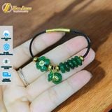  Vòng tay ngũ điếu mix cỏ 4 lá treo túi tiền ngọc bích gắn charm đồng xu vàng 10k tài lộc may mắn 