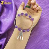  Lắc tay bạc nữ hạt đá thạch anh tím mix charm bạc dream catcher họa tiết xinh xắn may mắn 