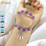  Lắc tay bạc nữ hạt đá thạch anh tím mix charm bạc dream catcher họa tiết xinh xắn may mắn 
