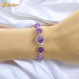  Lắc tay bạc nữ hạt đá thạch anh tím mix charm bạc dream catcher họa tiết xinh xắn may mắn 