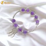  Lắc tay bạc nữ hạt đá thạch anh tím mix charm bạc dream catcher họa tiết xinh xắn may mắn 