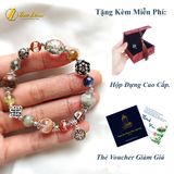  Vòng Tay Đá Thạch Anh Ưu Linh Đa Sắc Mix Charm Bạc Cao Câp - Tuệ Lâm 