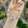  Lắc tay bạc nữ hạt mã não liên hoa lu thống amber mix charm mèo thần tài may mắn 