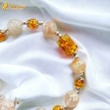  Lắc tay bạc nữ hạt mã não liên hoa lu thống amber mix charm mèo thần tài may mắn 