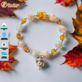  Lắc tay bạc nữ hạt mã não liên hoa lu thống amber mix charm mèo thần tài may mắn 
