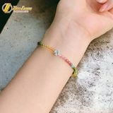  Lắc tay bạc nữ hạt đá tourmaline mix charm bạc cỏ 4 lá xinh xắn, may mắn, bình an 