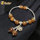  Lắc tay bạc nữ hạt đá thạch anh tóc nâu mix charm bạc dream catcher họa tiết hoa sen bình an 