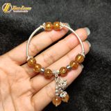  Lắc tay bạc nữ hạt đá thạch anh tóc nâu mix charm bạc dream catcher họa tiết hoa sen bình an 