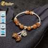 Lắc tay bạc nữ hạt đá thạch anh tóc nâu mix charm bạc dream catcher họa tiết hoa sen bình an