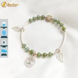  Lắc tay bạc hạt điếu lam ngọc mix charm bạc dream catcher xinh xắn, may mắn, bình an 