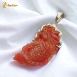  Mặt dây chuyền cá chép hóa rồng ngọc huyết jade bọc bạc hợp mệnh hỏa thổ may mắn bình an 