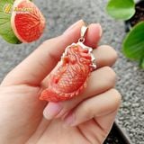  Mặt dây chuyền cá chép hóa rồng ngọc huyết jade bọc bạc hợp mệnh hỏa thổ may mắn bình an 