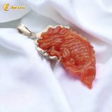  Mặt dây chuyền cá chép hóa rồng ngọc huyết jade bọc bạc hợp mệnh hỏa thổ may mắn bình an 