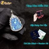  Mặt dây hồ ly chúa xòe đuôi đá moonstone trắng ánh xanh hợp mệnh kim thủy bọc viền bạc S925 