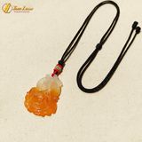  Dây Chuyền Mặt Hồ Ly Chúa 9 đuôi thủng Đá Mã Não Cam Trắng Hỗ Trợ Tình Duyên May Mắn 