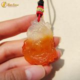  Dây Chuyền Mặt Hồ Ly Chúa 9 đuôi thủng Đá Mã Não Cam Trắng Hỗ Trợ Tình Duyên May Mắn 