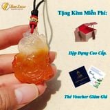  Dây Chuyền Mặt Hồ Ly Chúa 9 đuôi thủng Đá Mã Não Cam Trắng Hỗ Trợ Tình Duyên May Mắn 