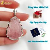  Mặt dây chuyền hồ ly chúa dáng 9 đuôi thủng thạch anh hồng hợp mệnh hỏa thổ bọc viền bạc S925 