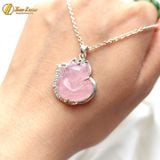  Mặt dây chuyền hồ ly ôm hoa Thạch Anh hồng hợp mệnh hỏa thổ trợ duyên may mắn bọc bạc S925 