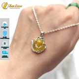  Mặt dây chuyền hồ ly chúa dáng ôm hoa thạch anh tóc vàng bọc bạc, hợp mệnh kim thổ, trợ duyên may mắn 