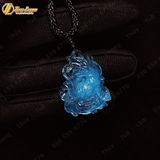  Dây chuyền mặt hồ ly chúa dáng đuôi thủng aquamarine hợp mệnh thủy mộc trợ duyên may mắn 